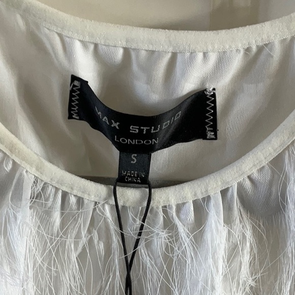 Max studio white feather tank top NEW - Picture 2 of 4